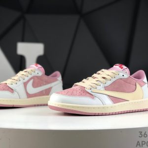 Nike Air Jordan 1 Low x Travis Scott Pink Oxford Sneakers