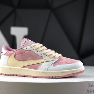 Nike Air Jordan 1 Low x Travis Scott Pink Oxford Sneakers