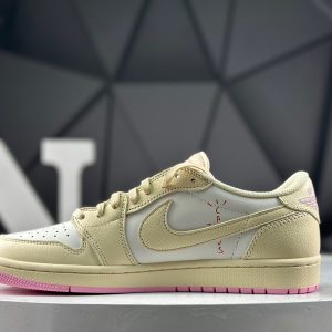 Nike Air Jordan 1 Low x Travis Scott Cream Pink Sneakers