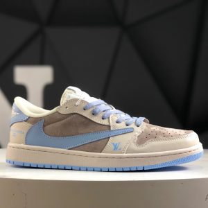 Nike Air Jordan 1 Low x Travis Scott Fragment Louis Vuitton Denim Monogram LX1988-101 Sneakers