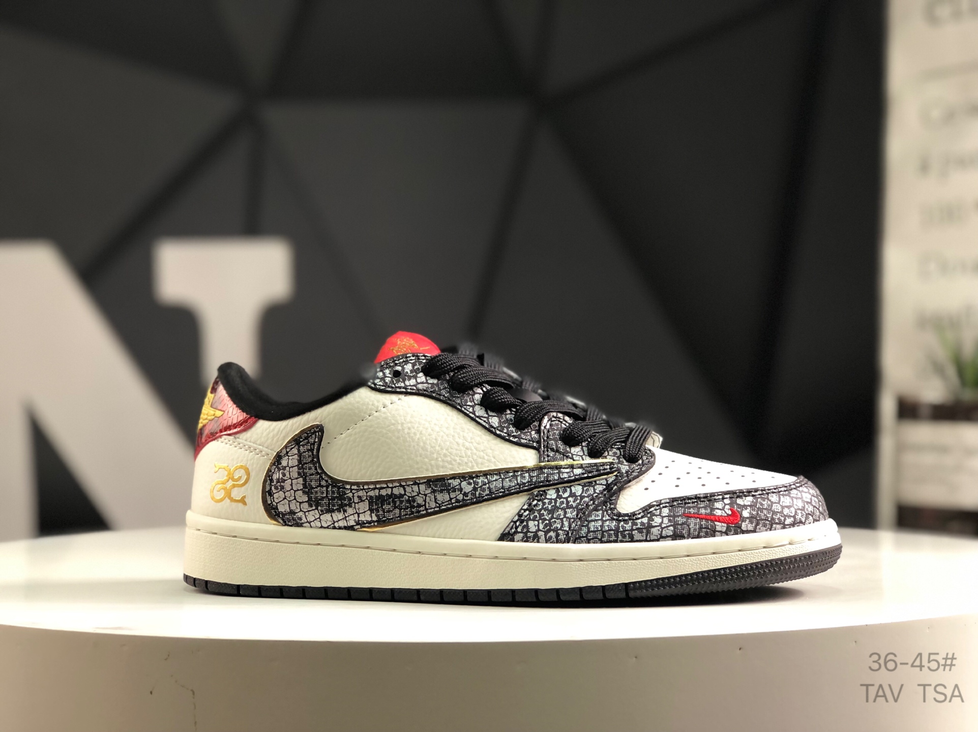 Nike Air Jordan 1 Low x Travis Scott Fragment Snake Red Swoosh CH6336-023 Sneakers