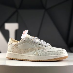 Nike Air Jordan 1 Low x Travis Scott Fragment Louis Vuitton Denim Monogram SJ2068-006 Sneakers